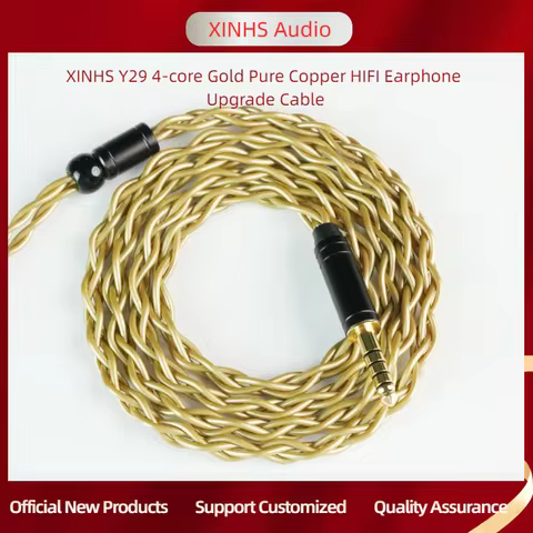 XINHS Y29 4-core Gold Pure Copper HIFI Earphone Upgrade Cable 0.78 2pin/HD650/IE900/KZ-QDC/MMCX