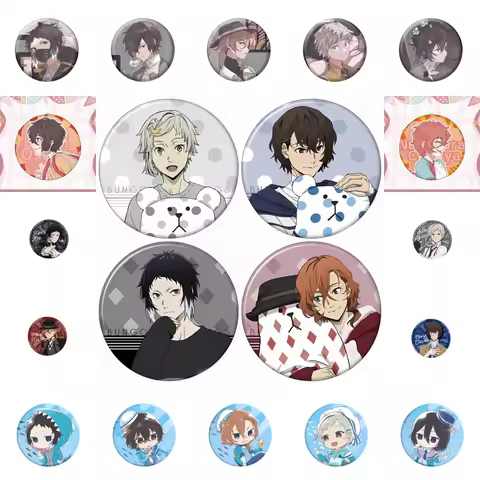 58mm Anime Bungo Stray Dogs Nakajima Atsushi Kunikida Doppo Cosplay COSTUME Badge Pin SPTE Tinplate 