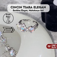 Aesthetic Fashion Ring Vintage Silver Leaf and Opal Stone Ring Minimalist Vintage Ring Opal Rainbow 