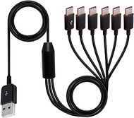 PIIHUSW Multi 3 in 1 USB C Splitter Y Cable, USB 2.0 A Male to 3 Type C Male Plug Cord, 1 to 3 Sync 