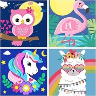 4 Pack animal Paint by Numbers for Kids Ages 4-6 girls，Paint by Number for Kids Beginners Easy Acryl