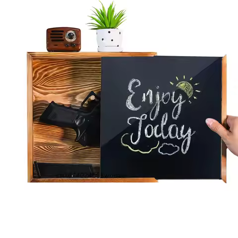 Hidden Gun Storage Hidden Wall Gun Safe Pistol Rack for Secret Decor Furniture Art Wooden Storage Sh