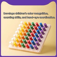 Mainan Kayu Montessori Susun Warna & Kira Colour Sorting– Educational Wooden Peg Board Toy Untuk Bay
