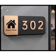 【JiuJiu】Customized House Sign Villa Type High-end House Number Plate Floor Building Unit Sign Gate W