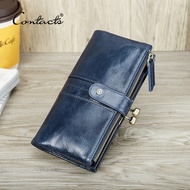 Ví Dài Da Thật Ví Nữ Khung Kim Loại Ví Đựng Thẻ Ví Đựng Tiền Xu Có Khóa Kéo Ví RFID Điện Thoại 6.7 I