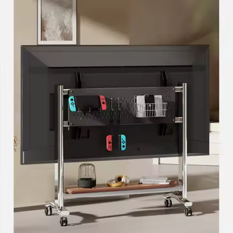 Stainless Steel TV Mobile Cart Home Exhibition Art Floor Standing TV Carts Trolley for 50 65 75 85 1