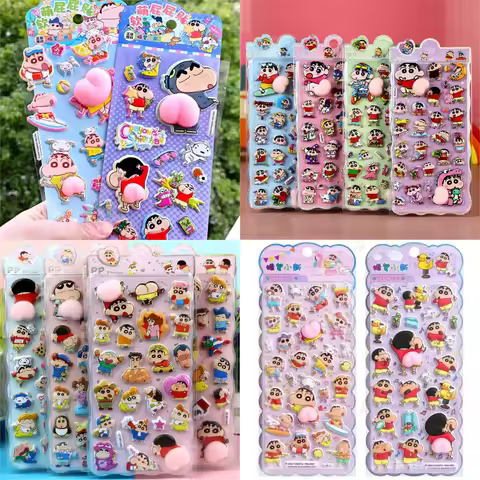 New 4style Kawaii Crayon Shin-Chan 3D Soft Pinched Puffy Buttocks Sticker Stress Relief Cute DIY Pho