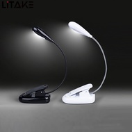 4 LED Reading Lamp Rechargeable and Flexible Gooseneck Nightlight Desktop Clip Light with Stand Music Stand Light