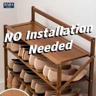  Installation Free Foldable Bamboo Shoe Rack Storage Shelves Organization