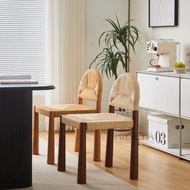 Nordic dining chair woven rattan chair lounge chair vanity chair coffee shop chair wooden backrest c