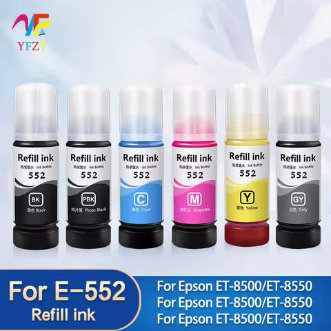 For EPSON 552 E552 E-552 Black Cyan M Y Dye ink Refill ink kit For EPSON ET-8500 ET-8550 Printer 4 C