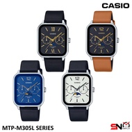 Casio MTP-M305L MTP-M305 Series Men Watch Moon Phase Display Analog Quartz Leather Band Jam Tangan L