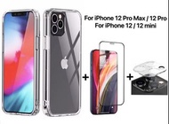 iPhone 12 Pro Max mini Slim Shockproof Case 4X Anti-Shock Performance With Full Coverage Tempered Glass Screen and Lens Protector For iPhone 12 Pro Max, 12 Pro, 12, 12 mini 4倍防撞貼身電話套配全屏屏幕及鏡頭玻璃保護貼 +$1包郵