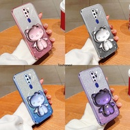 Casing For Oppo A9 2020 Case Oppo F11 Pro Case Oppo R17 Case Oppo A16 Case Oppo A15 Case Oppo A52 A53 Case Oppo A54 A55 Case Oppo A56 A57 Case Oppo A5 2020 A58 Case Cute Hello Kitty Vanity Mirror Holder Stand Shiny Phone Case Cover Cassing Cases VY