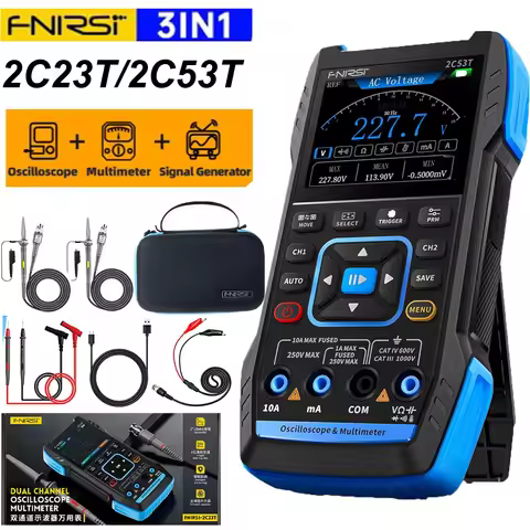 FNIRSI 2C23T 2C53T Upgrade 50MHz Handheld Digital Oscilloscope Multimeter Signal Generator 3 in 1 Du