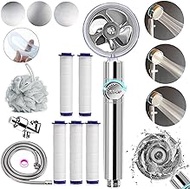 Upgrade Hydro Shower Jet Head High Pressure Hydrojet Shower Head Propeller Driven Vortex Handheld Shower Head Kit with Replacement Accessories, 3 Water Panels for Different Experience-Gray