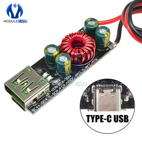 Type-C USB QC4.0 QC3.0 6V-35V Mobile Phone Quick Fast Charge Adapter Step Down Buck Boost Module For