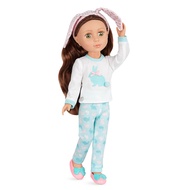Glitter Girls – 14-inch Slumber Party Doll – Brown Hair & Hazel Eyes – Slippers & Bunny Loungewear O