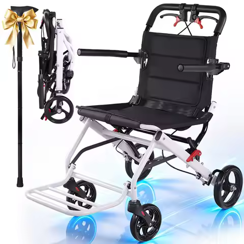 Lightweight Transport Wheelchair for Adults & Seniors, 19 lbs Foldable Travel Wheelchair with 18.1"