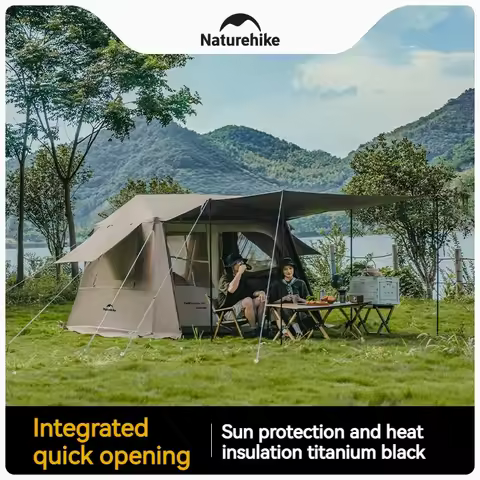 Naturehike Village 6.0 Automatic Tent Camping One Touch Tent 4-8 People 150D Titanium Black Glue Out