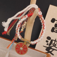 Gelang Tali Anyam Koin Mantra Hoki 3 Warna / Gelang Koin Kuno China / Gelang Tali Warna Warni Gantun