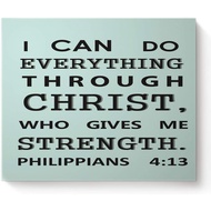 ZOE STORE Canvas Wall Art Printing Bible Philippians Short Poem Cyan Giclee Print Stretched Framed G
