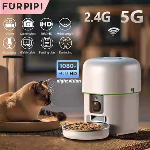 1080P HD Camera Automatic Cat Feeder with 5GWiFi Tuya Pet Cat Smart Food Kibble Dispenser Auto Feede