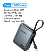 Vention Sạc Dự Phòng Mini 10000mAh 35W - Dây Cáp Type-C Tích Hợp Sạc Nhanh PD PPS cho iPhone 16/15/1