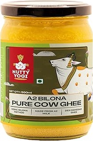 Nutty Yogi Pure Bilona A2 Desi Cow Ghee 500ml | 100% Natural & Organic Ghee | Grass-Fed, Grown, Prem