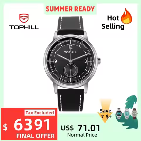 TOPHILL 40MM Quartz Watch Man Miyota 1L45 Vintage Classic Business Sapphire Crystal Premium Leather 