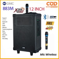 Speaker Meeting GMC 883M Speaker Portable Bluetooth 12 Inch Free Mic Wireless TERBARU