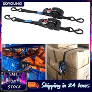 soyoung Fabater Retractable Ratchet Straps  (2-Pack) 1.5in x 8.2ft Self Tie Down 1760lb Break Streng