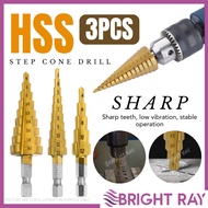 3PCS HSS Titanium-Coated Step Drill Bit Set Cone Drill Quick-Change Hex Shank Hole Cutter  Non-slip4