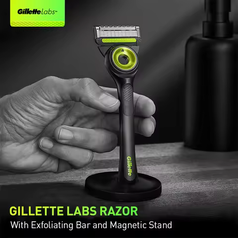 Gillette Labs Razor Handle Cartridge Magnetic Base FlexDisc 5 Blades Trimmer Exfoliating Bar Lubrica
