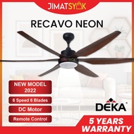 DEKA RECAVO NEON Ceiling Fan 66 Inch 6 Blades 6 Speed DC Motor Remote Control Ceiling Fan With Light DEKA Kipas Siling