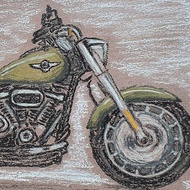 Harley Davidson Painting Original Wall Art HD Fat Boy American Motorbike Artwork