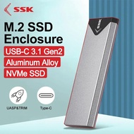 SSK M2 SSD Case M.2 NVMe SSD Enclosure 10Gbps PCIel M.2 to Type C 3.1 SSD Adapter for NVME PCIE SSD 