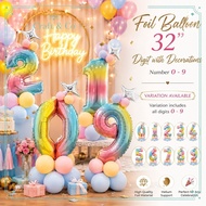 32 INCH 0-9 FOIL BALLOON RAINBOW STAND BALLOON WITH MACAROON BALLOON DECORATION