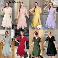 D10328 Sylvania Ruffle Hem Lace Dress