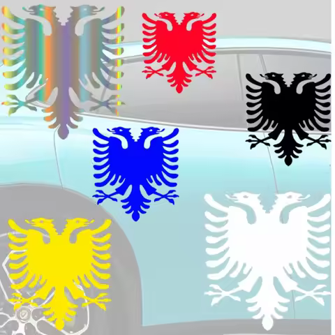Albanian Double Headed Eagle Waterproof Vinyl Sticker National Emblem Decal for Car Truck Bumper Rea