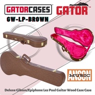 Gator Deluxe Gibson/Epiphone Les Paul Guitar Wood Case - Brown (GWLP Hard Case for Les Paul)(GW-LP-B