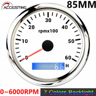Motorcycle Tacho Meter Gauge 85mm RPM Tachometer Gauge With 7 Colors Backlight Marine Boat RPM Meter