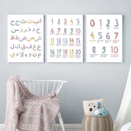ABC Number Painting Kids Learning Canvas prints  Alif Ba Ta Educational Posters Children's bay Room 