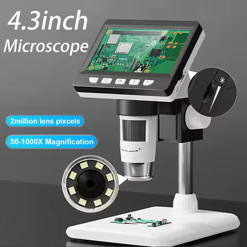 Digital Microscope with 4.3inch IPS Screen 1600X Coin Microscope 2MP USB Professional Electron Micro
