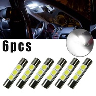 6 Pcs LED Bulb Canbus Sun Visor Makeup Mirror Lamps Xenon White 3SMD 6641 6614F Fuse Light 12V Super