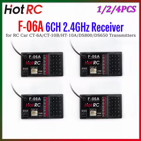 HOTRC F-06A 6CH 2.4GHz Receiver 4-9V for CT-6A CT-10B HT-10A DS650 DS800 Remote Controller RC Car Tr