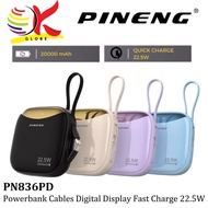 PINENG PN830/PN836 (10000MAH/20000MAH) POWERBANK TYPE C FAST CHARGING 22.5W BUILT IN CABLE PORTABLE 