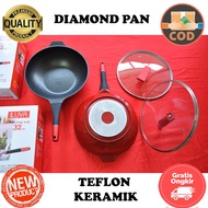 Multifunctional TEFLON Frying PAN &amp; PAN WOK PAN MARBLE DIE CASTING WOK PAN DIAMOND 32CM ILUVA
