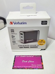 Verbatim 65w GaN PD+QC USB Type-C 旅行充電器 TRAVEL CHARGER 