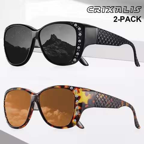 CRIXALIS 2 PCS Fashion Women Sunglasses Wear Over Prescription Oversized Sun Glasses for Driving Sha